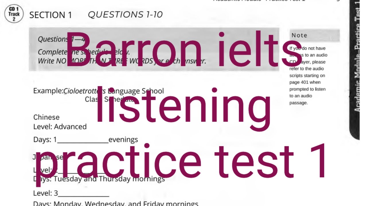 Тест Barron's IELTS Listening Test 1 с ответами... обязательно попробуйте
