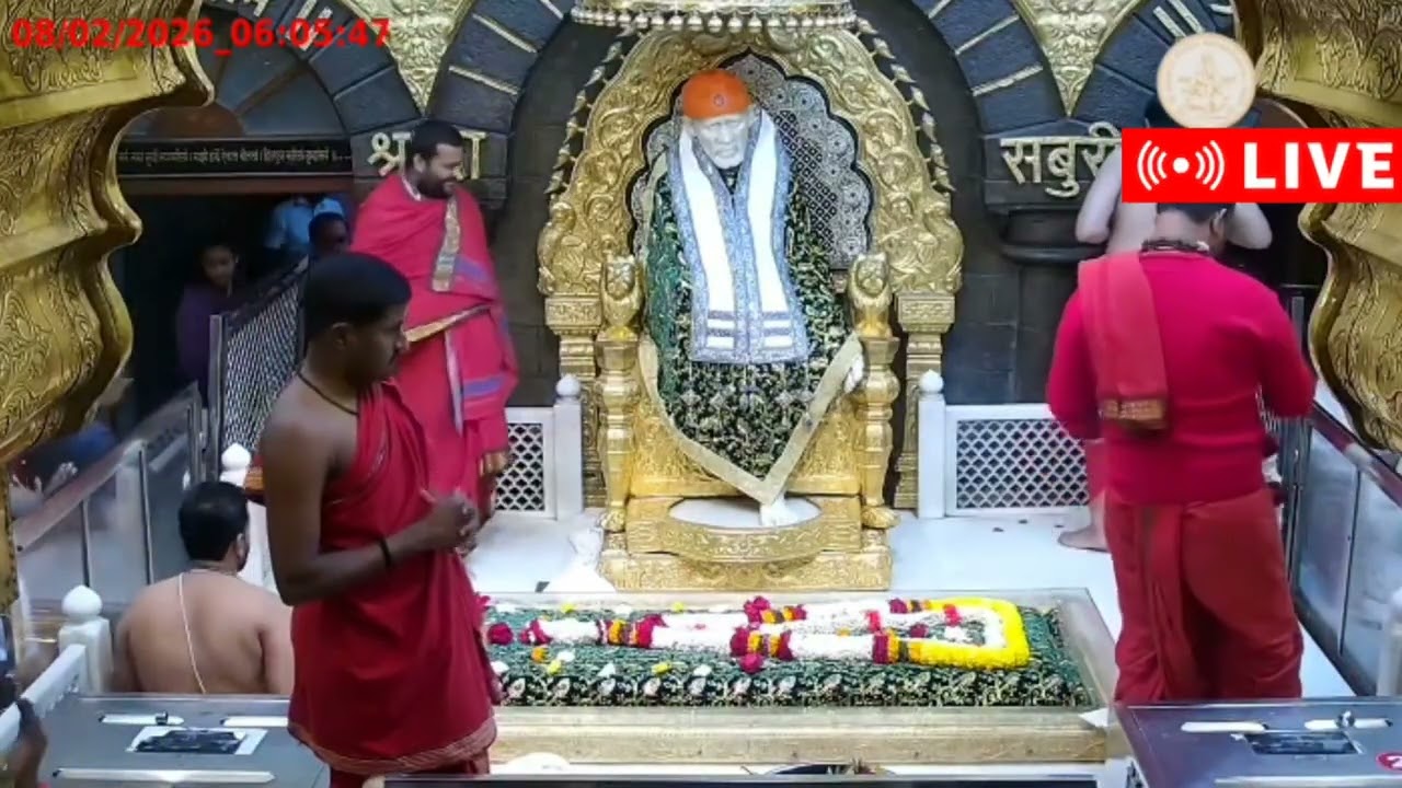 SAI BABA MANGAL SNAN ll AARTI DARSHAN ll TODAY LIVE SHRIDI ll 08 February 26 