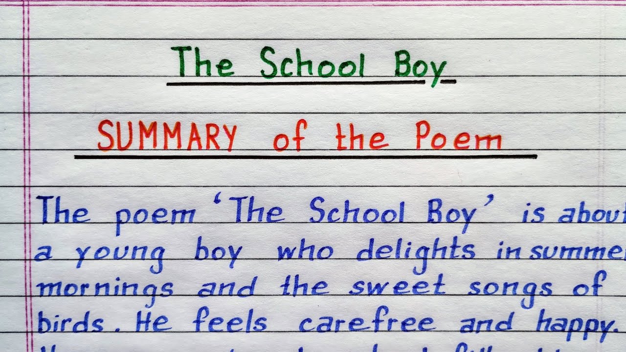 The School Boy | summary of the poem | class 8 English | NCERT | @IndrajitGoswami0607