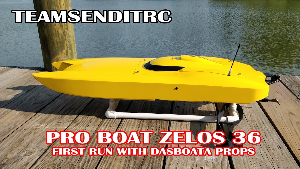 TeamSendItRC: RC Boat Pro Boat Zelos 36 First Run With Dasboata Props
