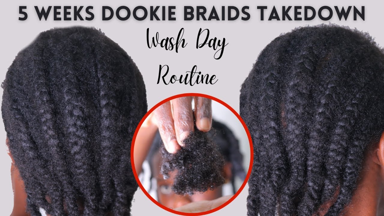 😱5 WEEKS OLD DOOKIE BRAIDS TAKEDOWN ON MY 4C NATURAL HAIR + wash day routine after protective style