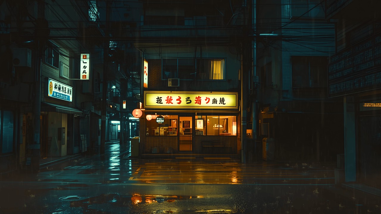 90's Tokyo Midnight Cafe 🌧️ Calm Lofi Rain at 2 a.m for Midnight Relaxation & Sleep