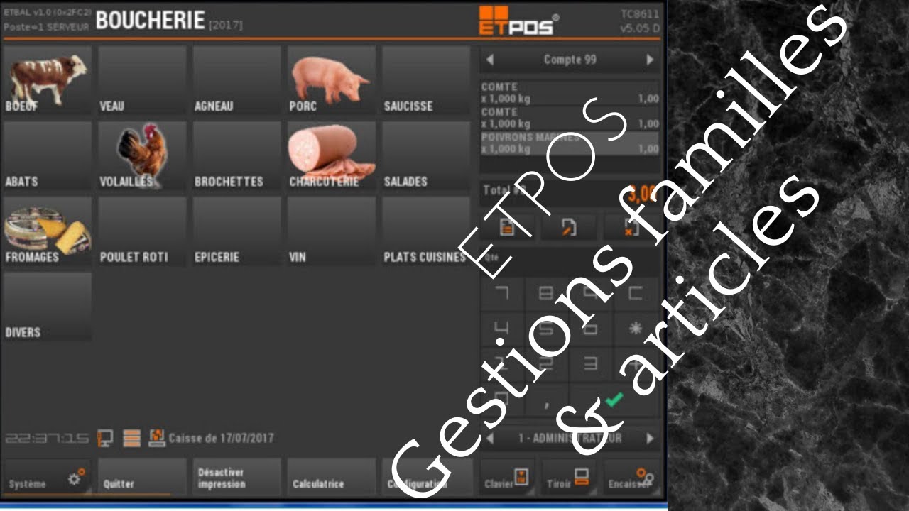 ETPOS Gestion familles & articles