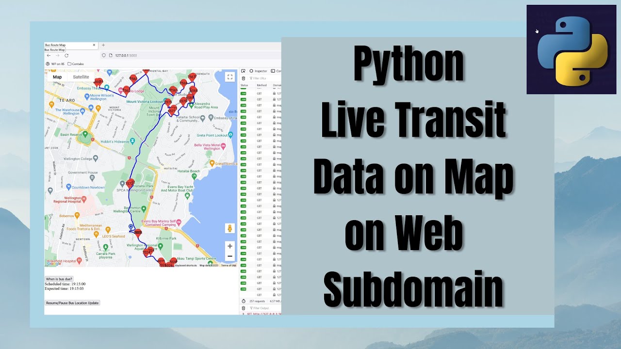 Python Live Transit Data on Map on Web  Subdomain