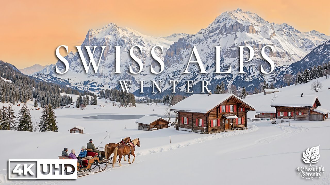 Switzerland Winter 4K - Scenic Train Journeys Through The Alps | 4K Ultra HD