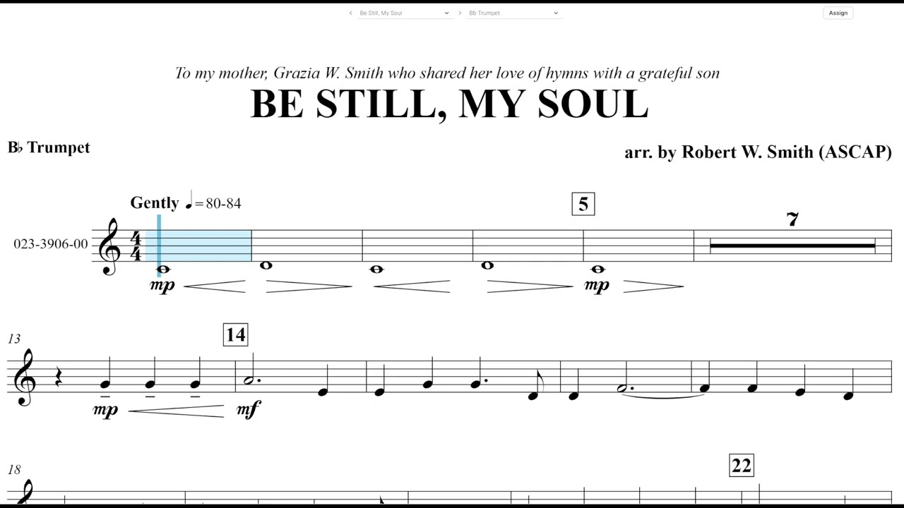 Be Still, My Soul (Robert W. Smith) Bb Trumpet Play Along