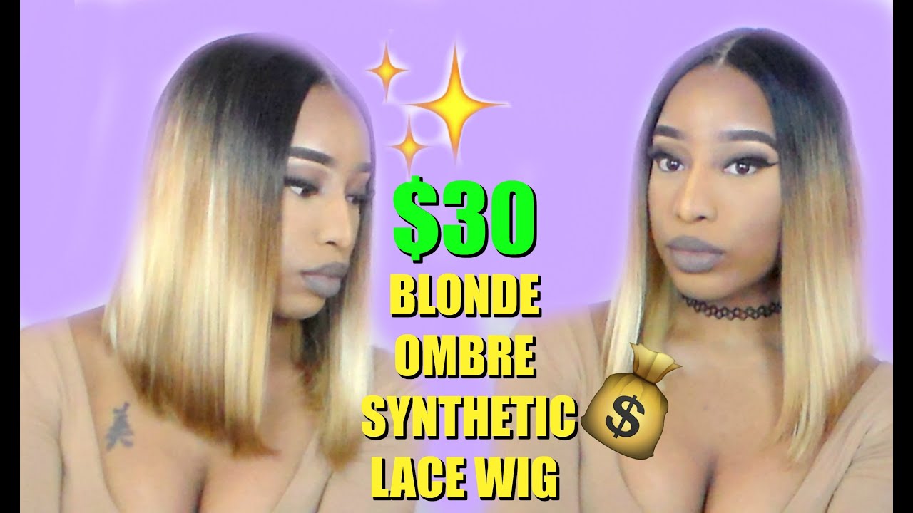 *SYNTHETIC WIG* $30 CHEAP BLONDE OMBRE BOB | (WORTH YOUR MONEY?) | BLUE SKY 007