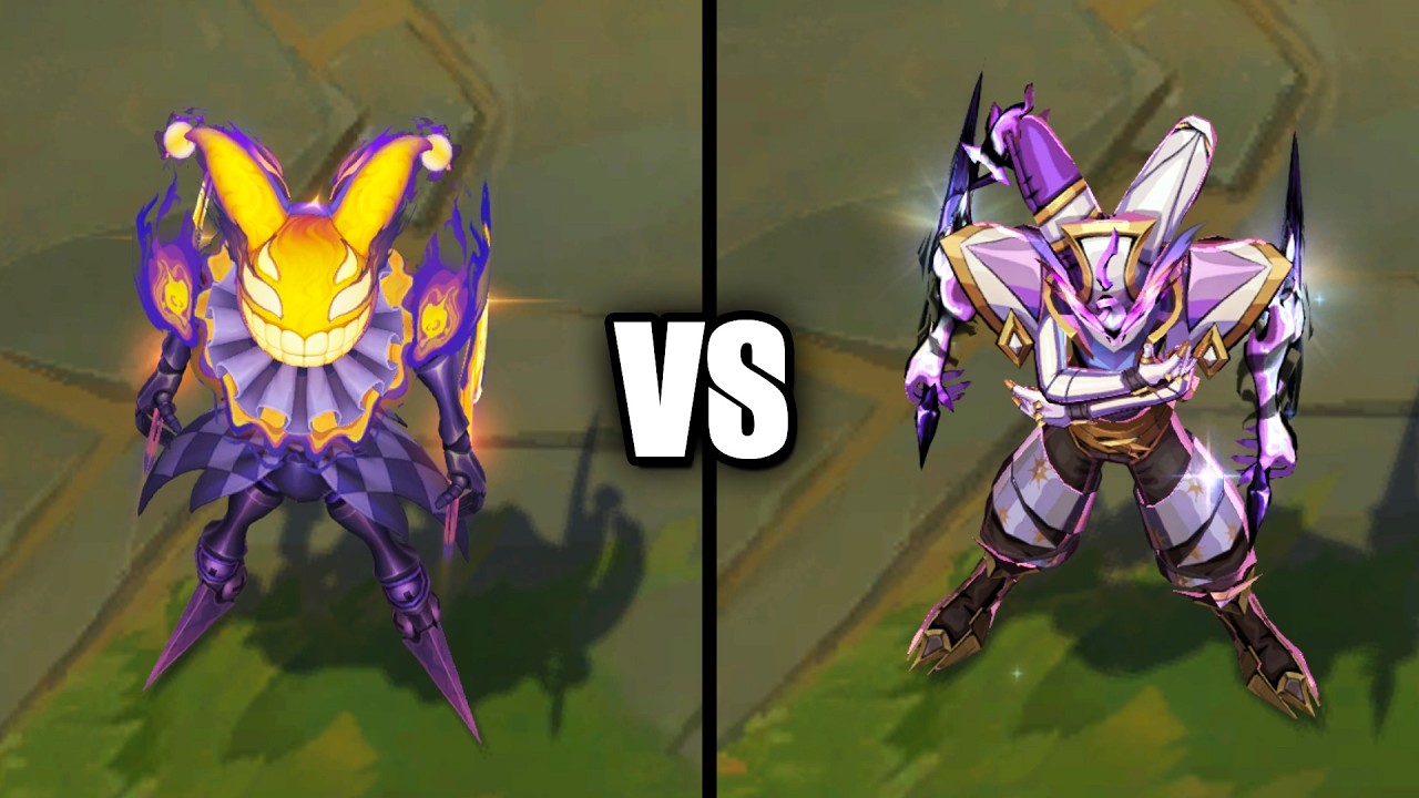 Сравнение скинов Prestige Pandemonium Shaco и Prestige Soul Fighter Shaco (League of Legends)