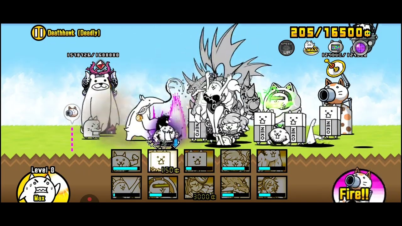 The battle cats beating a Manic Mohawk Cat (No Gacha) For True Form Manic Mohawk cat thanks bye bye!