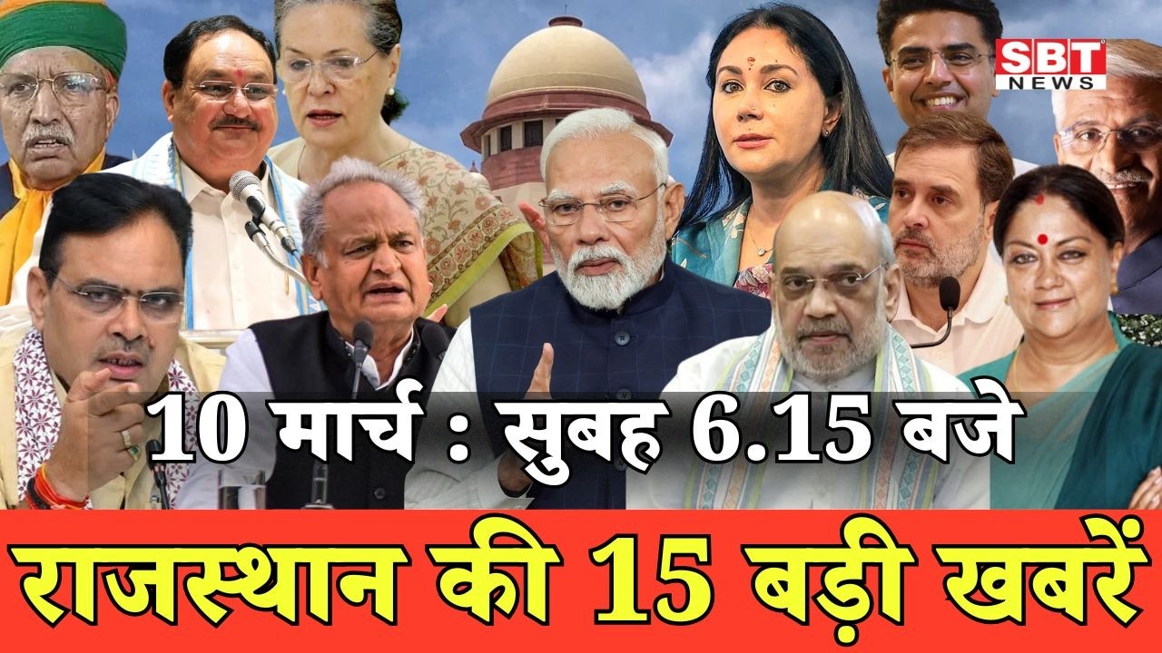 10 मार्च : राजस्थान सुबह 6.15 बजे की 15 बड़ी खबरें | SBT News | Rajasthan News