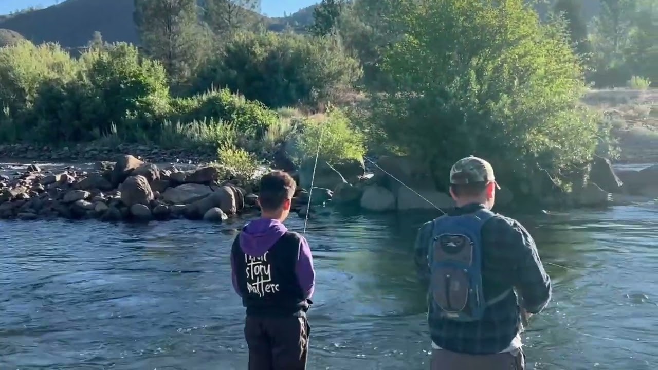 Trout Fishing Catch Crawfish at Ponderosa RV Campground Lotus, Ca