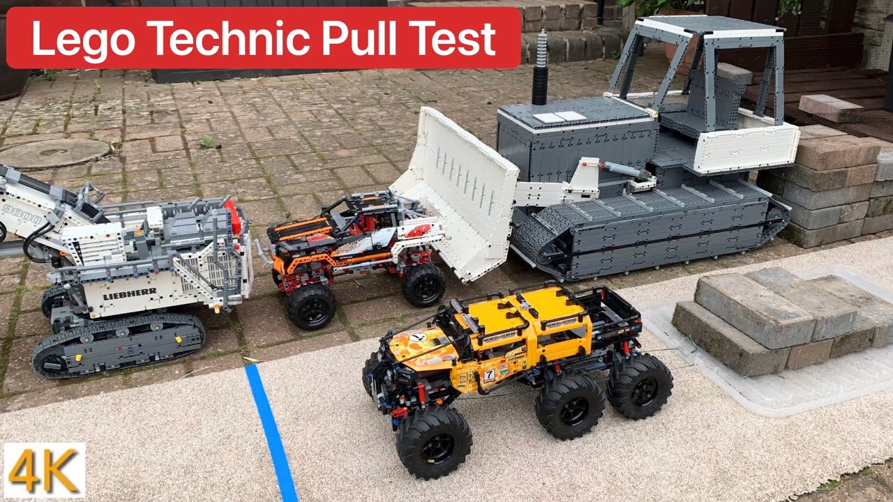 Lego Technic Pull Test Featuring The Big Bulldozer MOC, 42099 + 6x6 mod, 42100 Liebherr and 9398! 4K