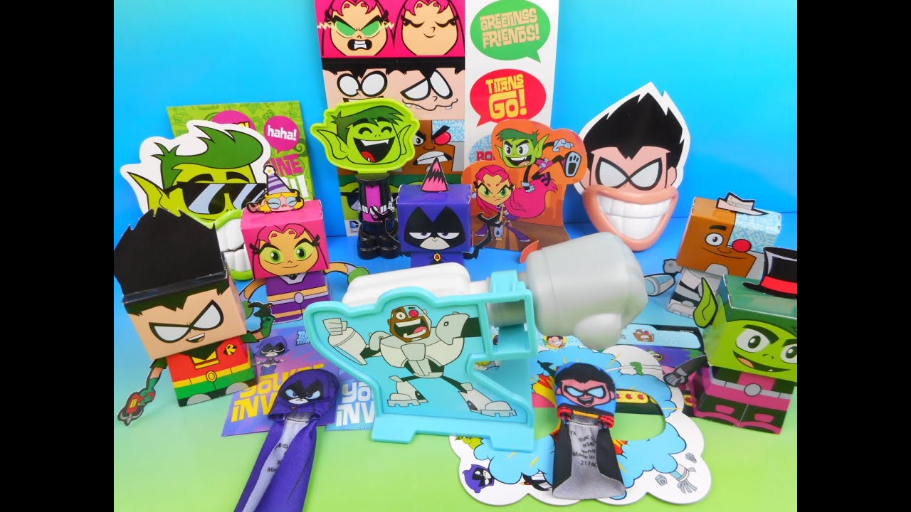 2015 TEEN TITANS GO! SET OF 5 WENDY'S FAST FOOD COLLECTIBLES VIDEO REVIEW