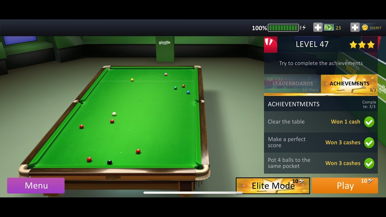 Snooker Stars Level 47 | Perfect Break & Achievements