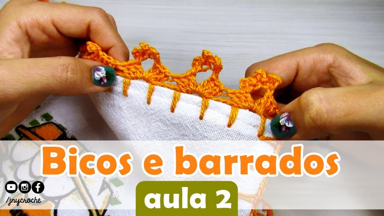 Bicos de crochê simples, fácil e rápido para iniciantes | AULA 2 - JNY Crochê