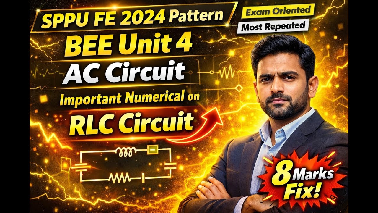 SPPU FE 2024 PATTERN | Unit 4: AC Circuits | Important Numericals on RLC Series Circuit