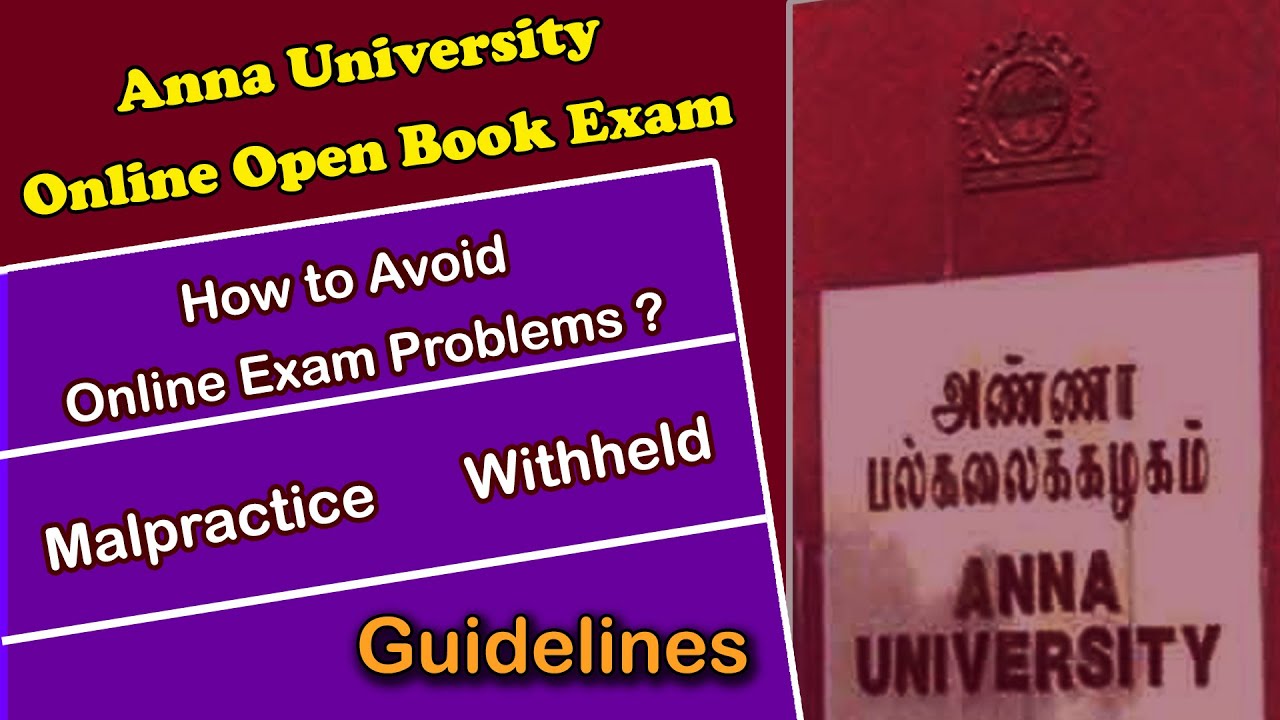 Anna University, Open Book exam, Malpractice, Withheld, How to Avoid Online exam Problems? Guideline