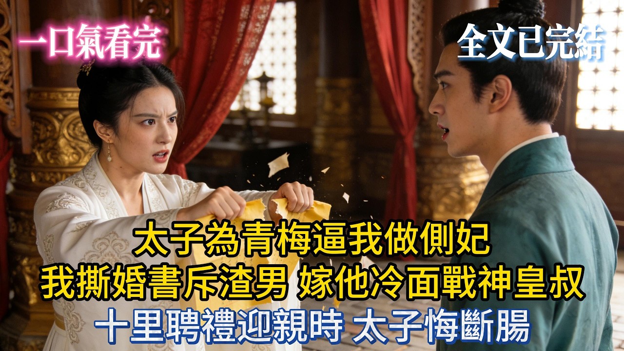 【完結小說】太子為青梅逼我做側妃？我撕婚書斥渣男，嫁他冷面戰神皇叔，十里聘禮迎親時 太子悔斷腸！#小説