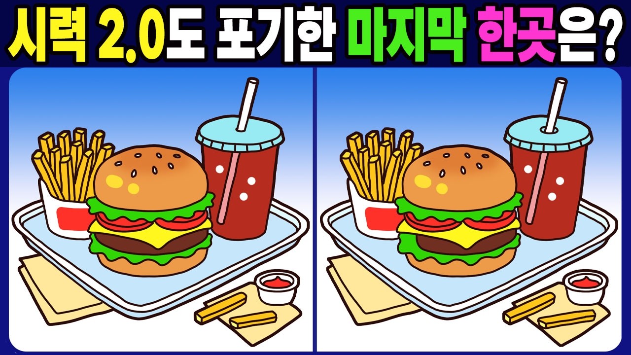 【다른그림찾기/치매예방】시력 2.0도 포기한 마지막 한곳은? 재밌고 건강한 두뇌훈련【두뇌운동/ find the difference 】No.1835