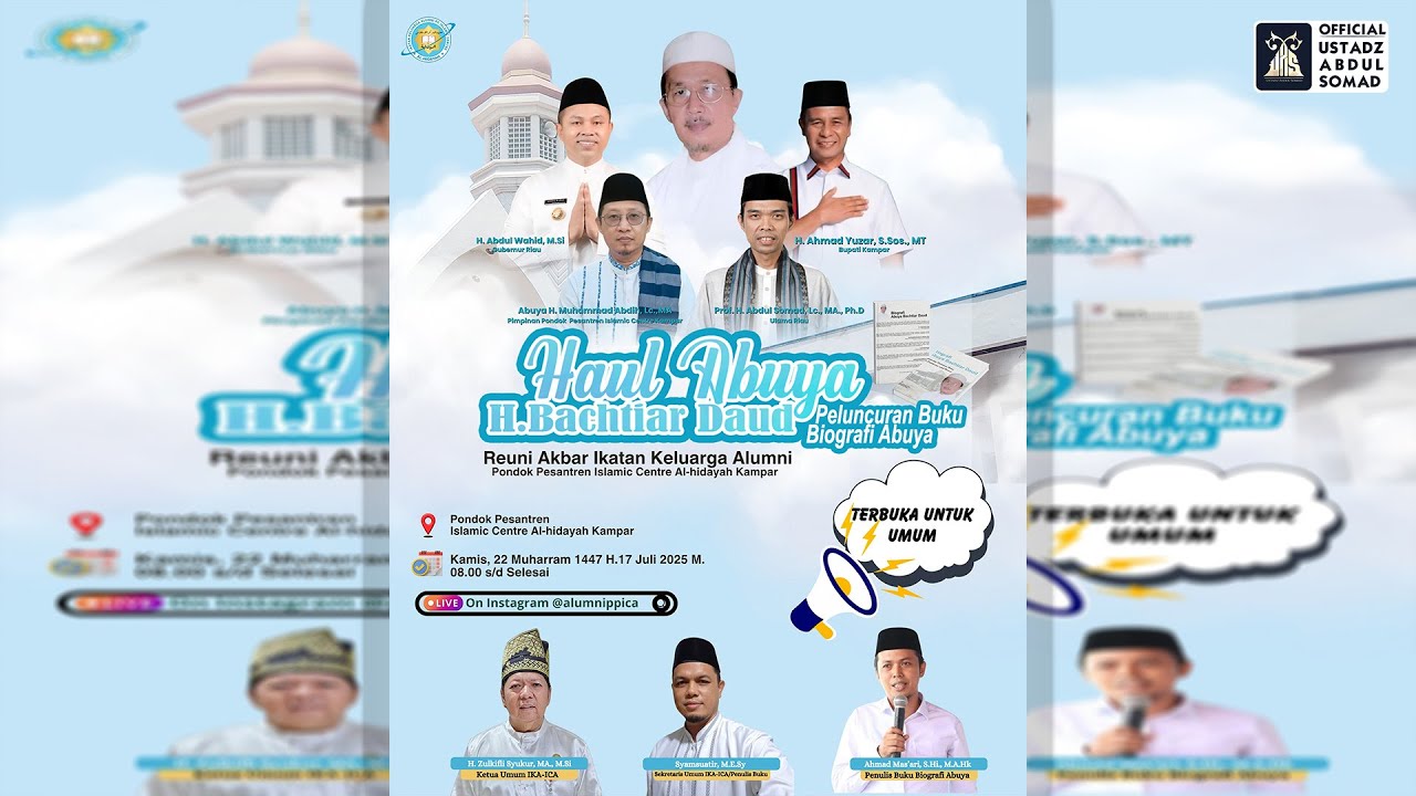 LIVE | Haul Abuya H. Bachtiar Daud, Ponpes Islamic Center Al-Hidayah, Kampar | Ustadz Abdul Somad