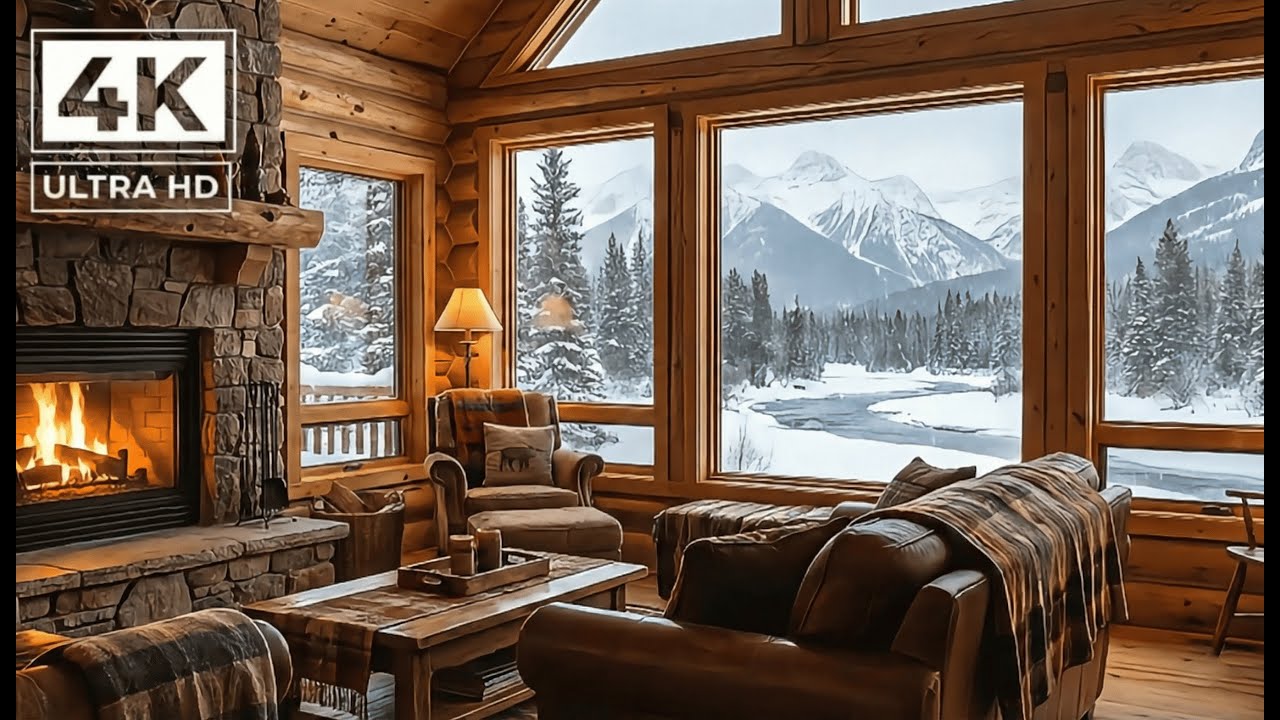 5 Hours Snow Storm & Fireplace Sounds 🔥❄️ | Ultimate Sleep & Relaxation Ambience