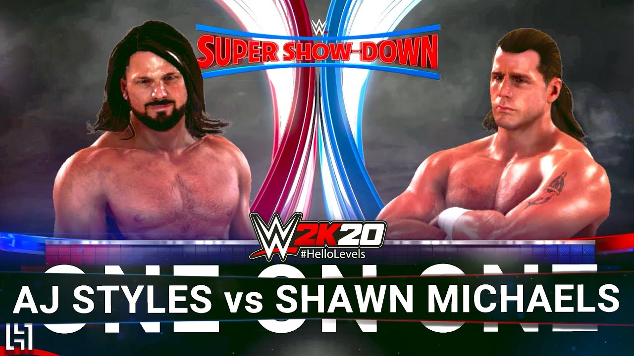 WWE 2K20 AJ Styles vs Shawn Michaels Match Gameplay