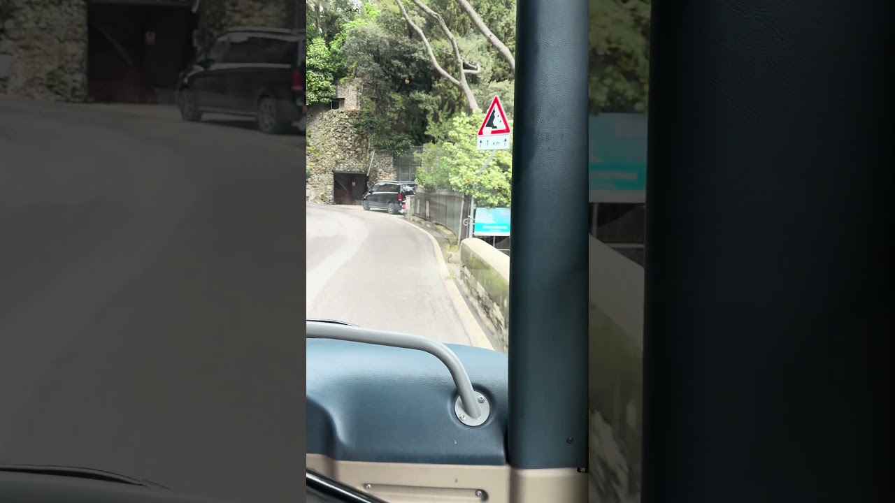 Riding in the front of the bus from Portofino to Santa Margherita, Italy