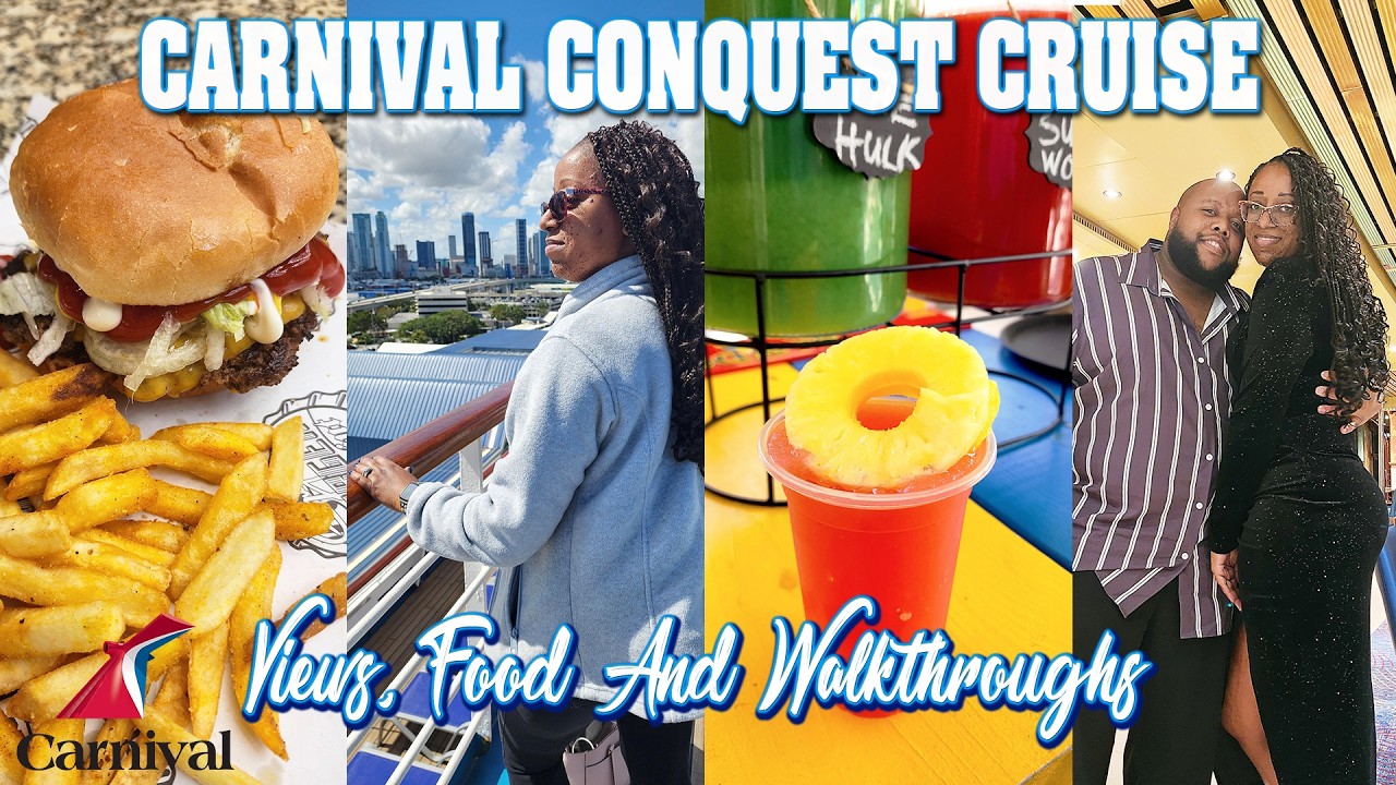 CARNIVAL CONQUEST CRUISE - VIEWS, FOOD AND WALKTHROUGHS