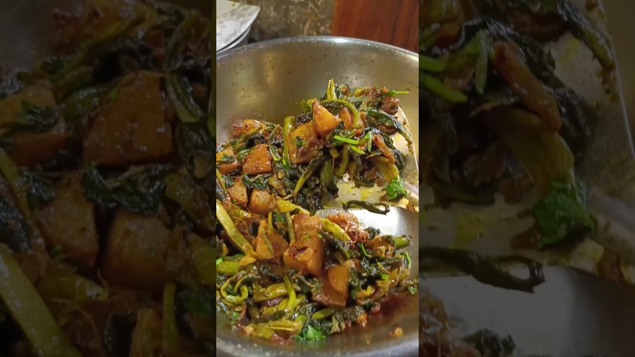 Poi saag, alu fry recipe #malabarspinach #spinach #shortsfeed