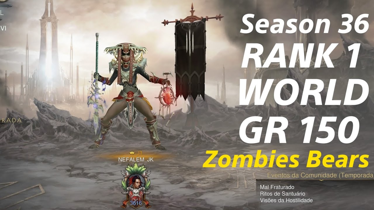 Season 36 RANK 1 World  GR 150 With Doctor Zombies Bears  ( 11 / 42  set ).