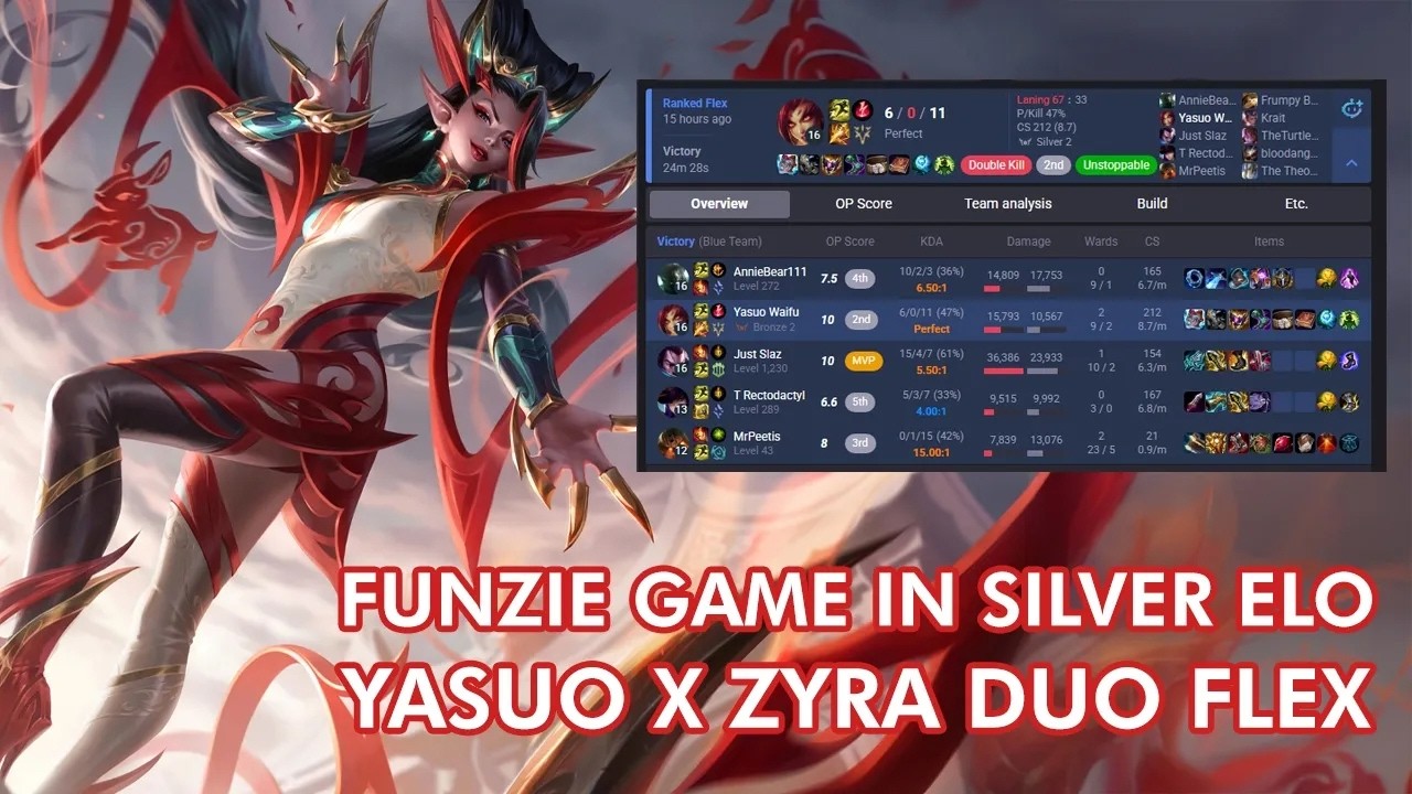 Diary Game 8: Funzie Flex game with Yasuo in silver elo. Free objective all game!! OTP ZYRA JG!!