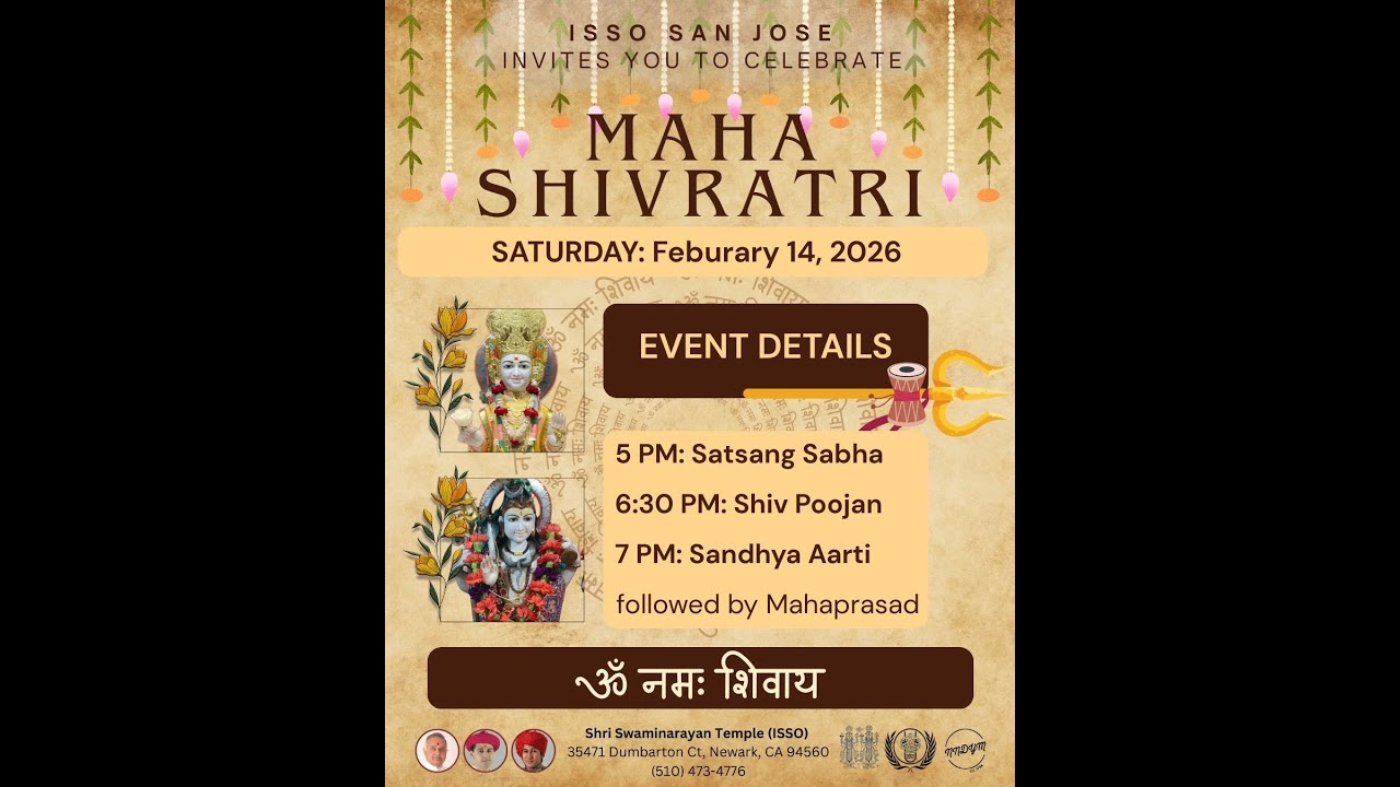 🔴 Live : Saturday Satsang Sabha (Shivratri Sabha) - 02/14/2026 - ISSO San Jose