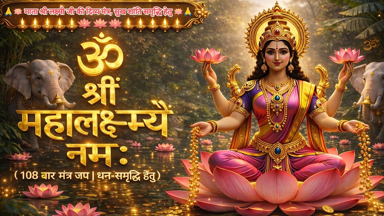 ॐ श्रीं महालक्ष्म्यै नमः | 108 बार मंत्र जप | धन-समृद्धि हेतु | Peaceful Mantra