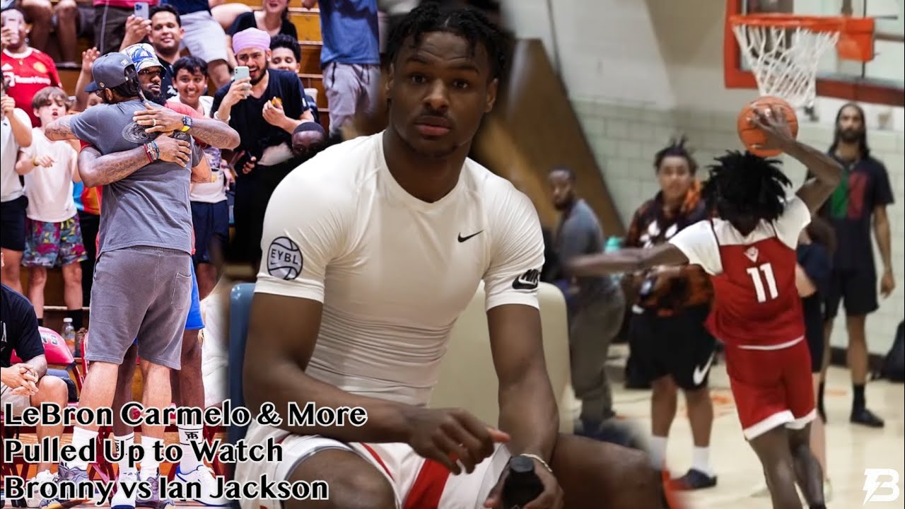 LeBron & Melo Pulled Up to watch Bronny James & SFG vs Ian Jackson & Wiz Kids at The Battle