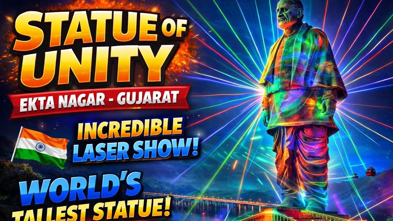 World&rsquo;s Tallest Statue Laser Show 😍 | Statue of Unity Night View | Kewadia Gujarat