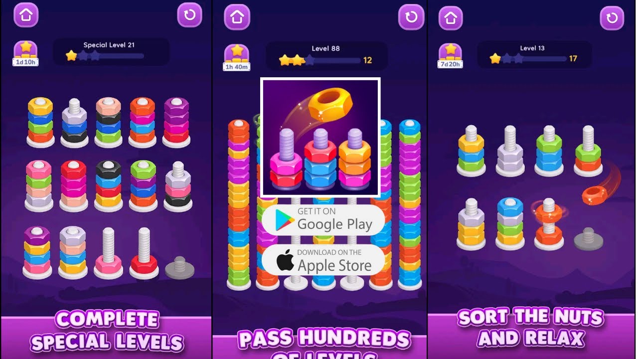 Nut Sort: Color Sorting Game Gameplay