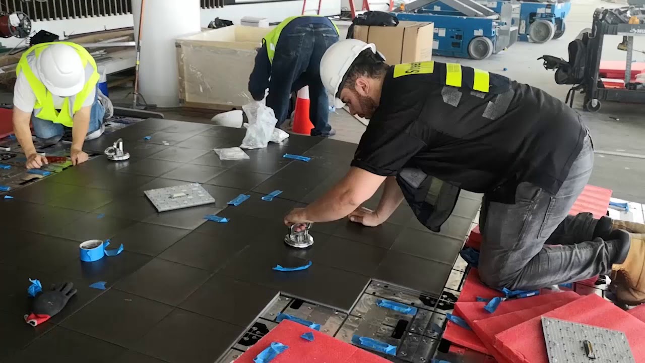 Cabinet test and installation of Interactive LED interactive floor for Virgin Galactic&rsquo;s Astro Walk