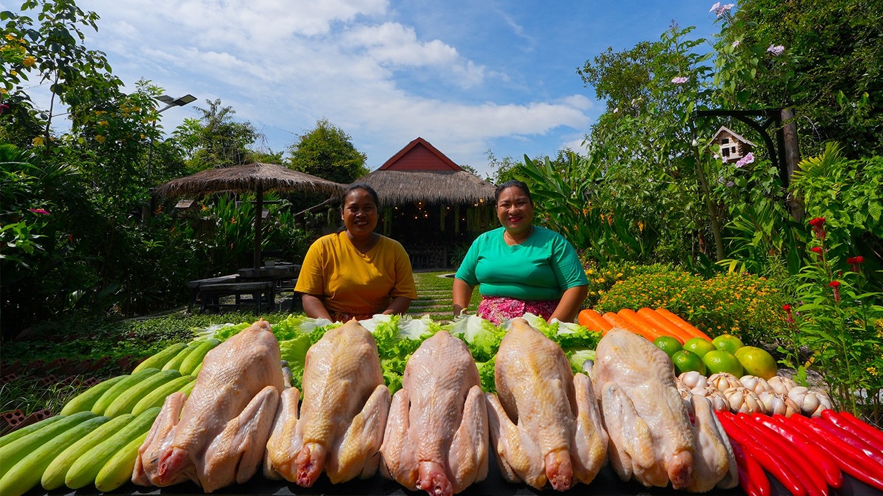 Market Show: Deep Fried Crispy Whole Chicken Eating with Special Chili Sauces   Food O'clock TV