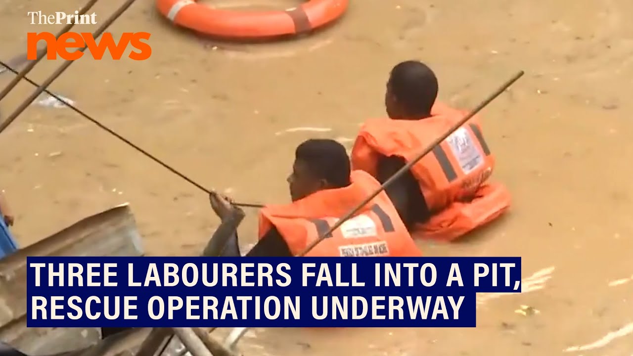 Three labourers fall into a pit in Delhi's Vasant Vihar due to heavy rain,Rescue operation underway