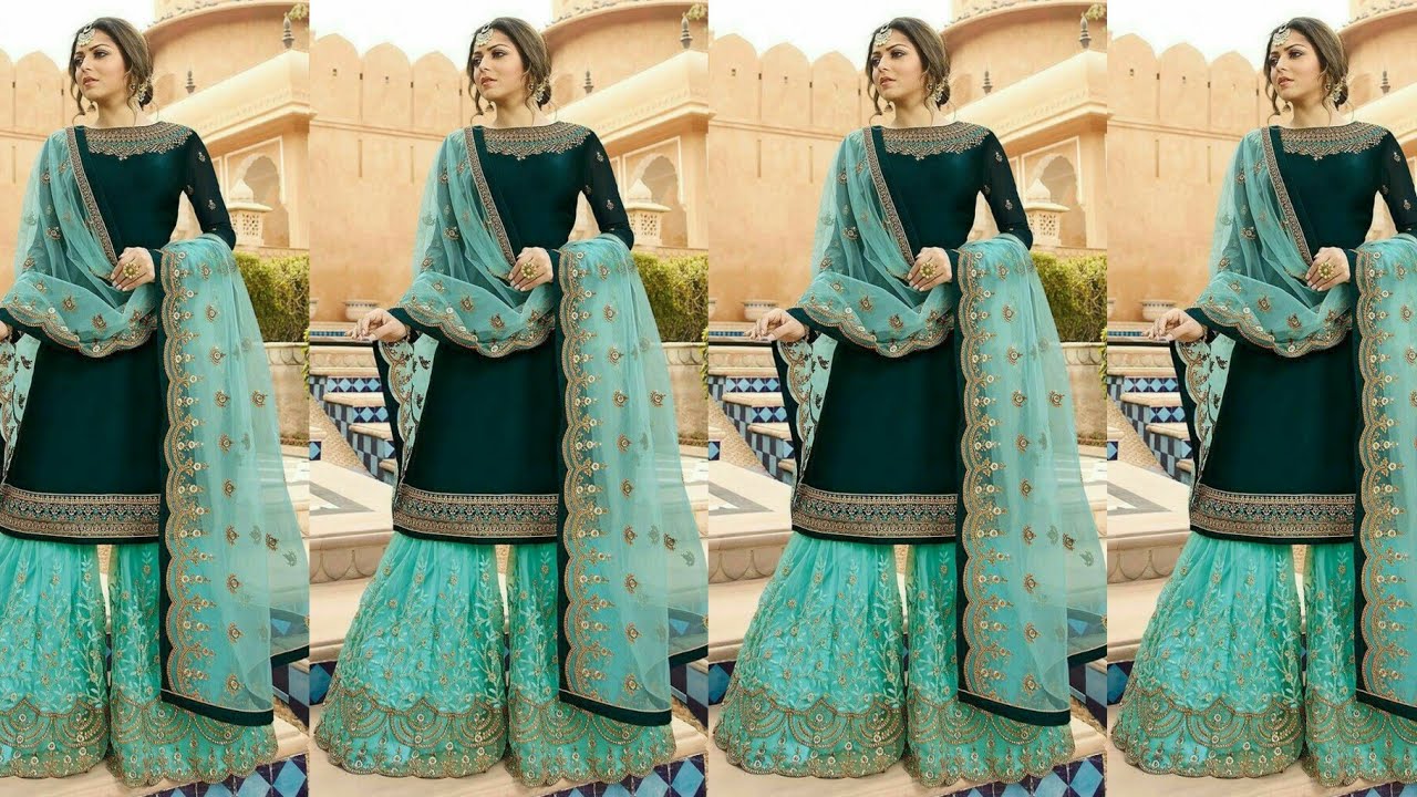 Palazzo Suit Color Combination Ideas | Palazzo Suit Designs | new stylish contrast plazo suit design