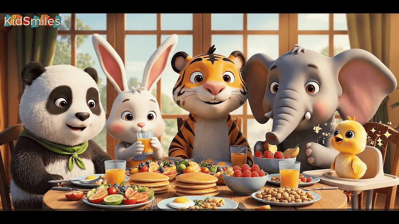 Panda & Friends: Breakfast, Exercise & Running Race! 🐼🍳🏃‍♂️🎉 | Fun 3D Kids Animation | KidSmiles
