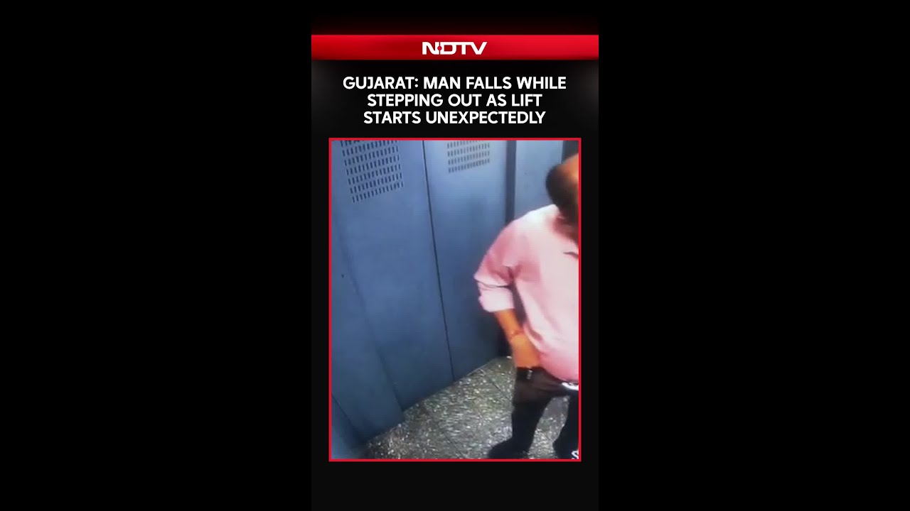 On Camera: Gujarat- Man Falls While Stepping Out As Lift Starts Unexpectedly
