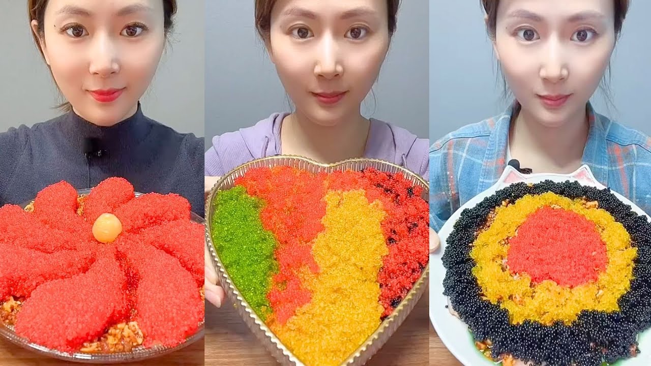 Chinese Colorful Fish Roe & Spicy Seafood ASMR | Crunchy Eating Sounds #30