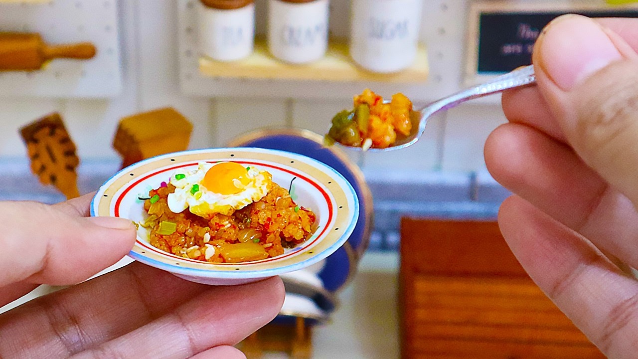 KIMCHI FRIED RICE MINIATURE TOY COOKING TINY Kitchen Set NO TALKING ASMR आसान रेसिपी | कैसे बनाएं