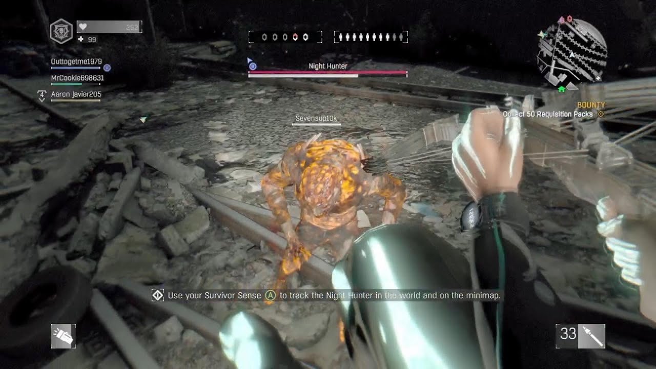 Level 1 Night Hunter Player vs 4 Player Team Dying Light PVP Game Play.