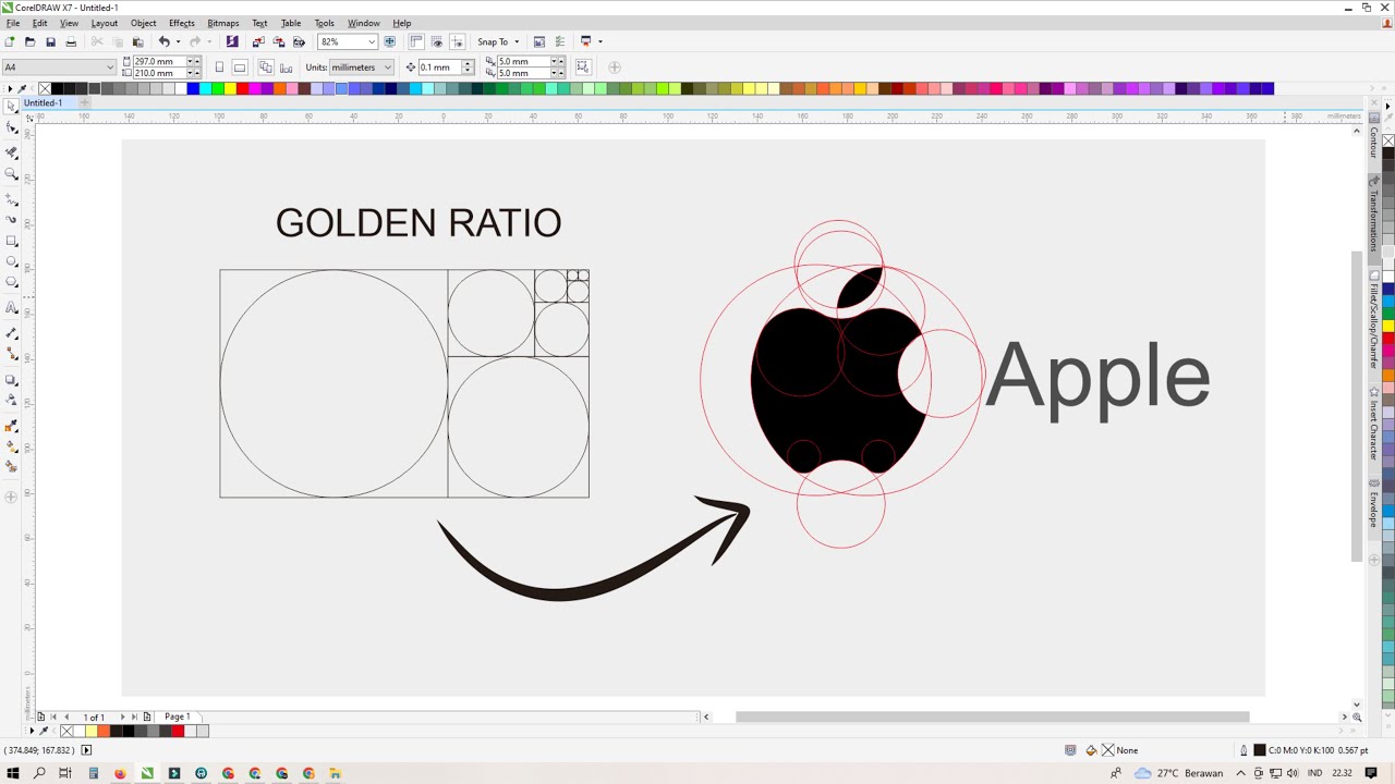 Logo Apple dengan Golden Ratio di Coreldraw  untuk Pemula #arex_id #coreldraw #logodesign