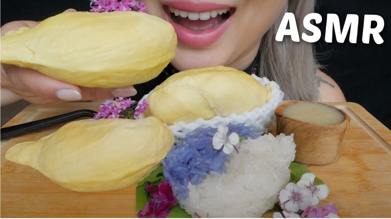THE BEST Durian Sticky Rice Dessert *Relaxing Soft Eating Sounds | N.E Let's Eat