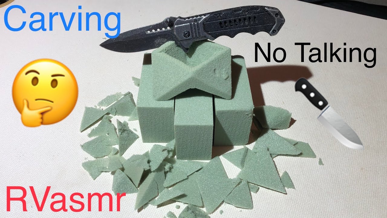 ASMR - Carving Floral Foam/Crunchy Tingles (No Talking)