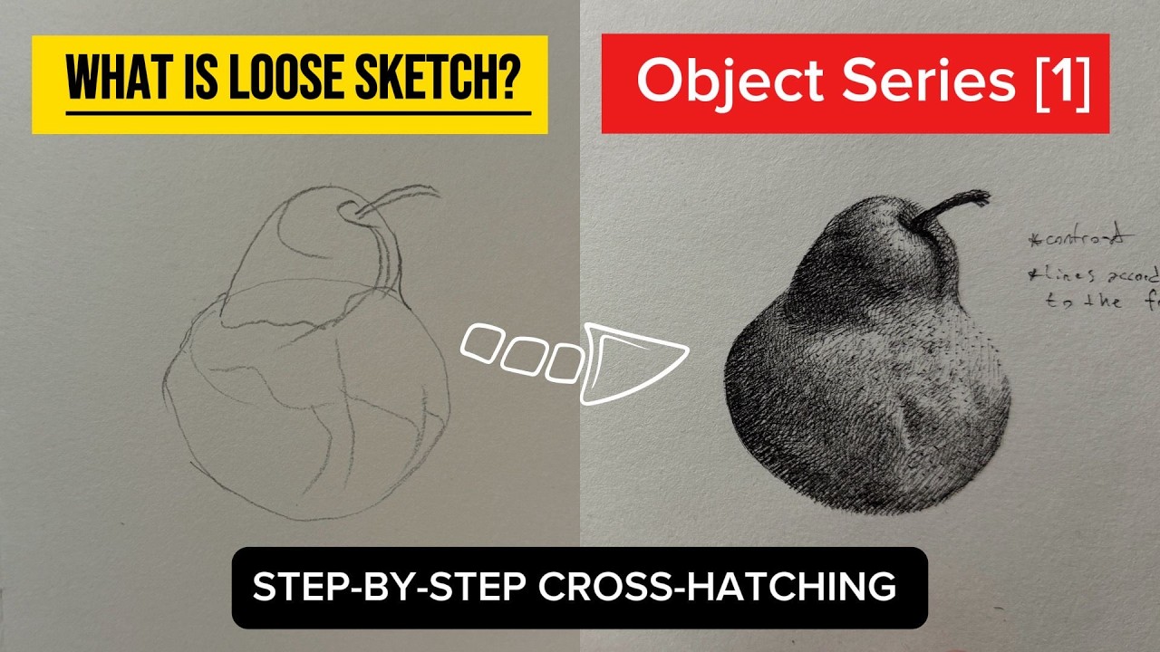 5-MINUTE CROSSHATCHING (How to draw a pear sketch)