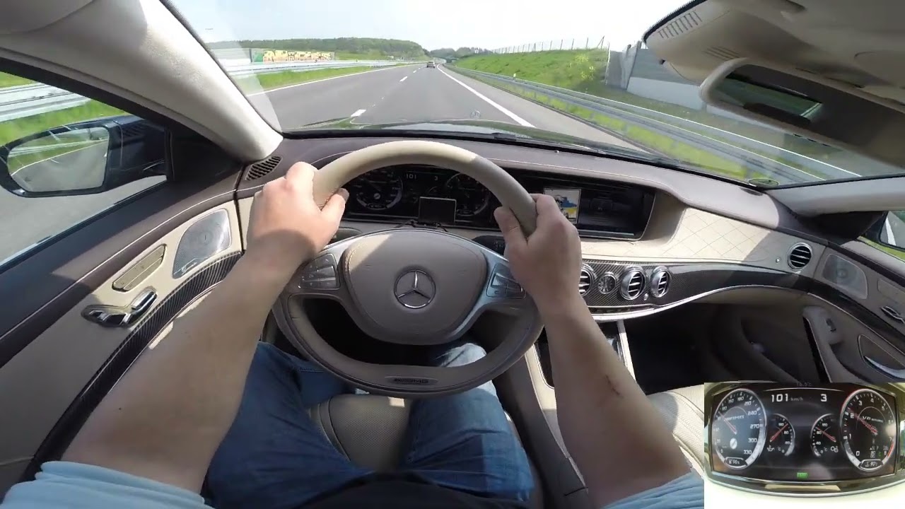 Mercedes S AMG 6,3s W222 4Matic Top Speed 310km/h ( No Speed Limit ) Drive on German Highway